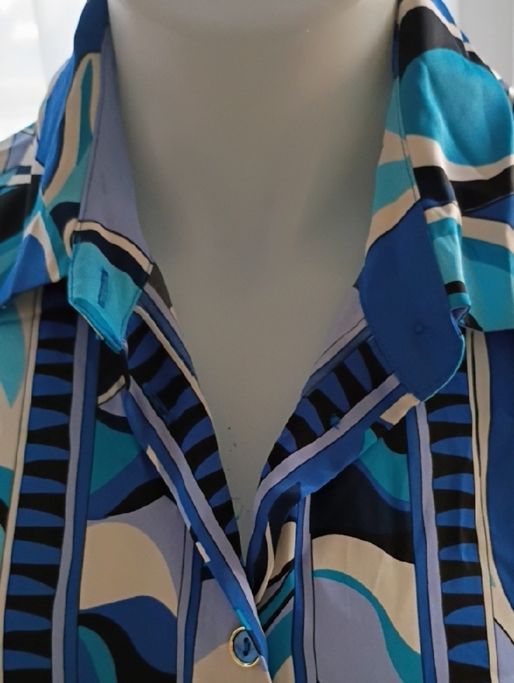 Rachel Zoe Blue and White And White Abstract Print Blouse Like Pucci - Picture 6 of 6